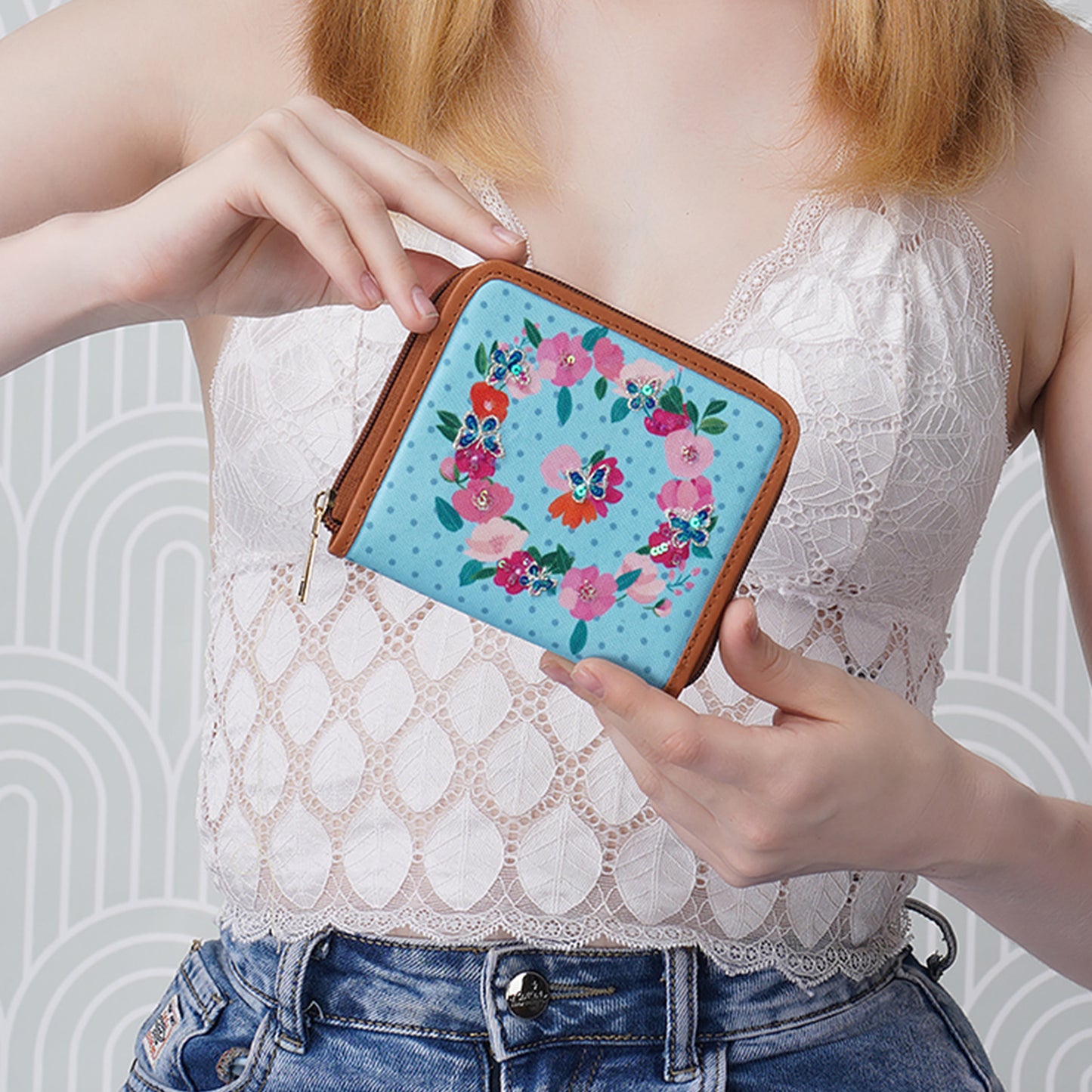Butterfly Bloom Top Zip Wallet