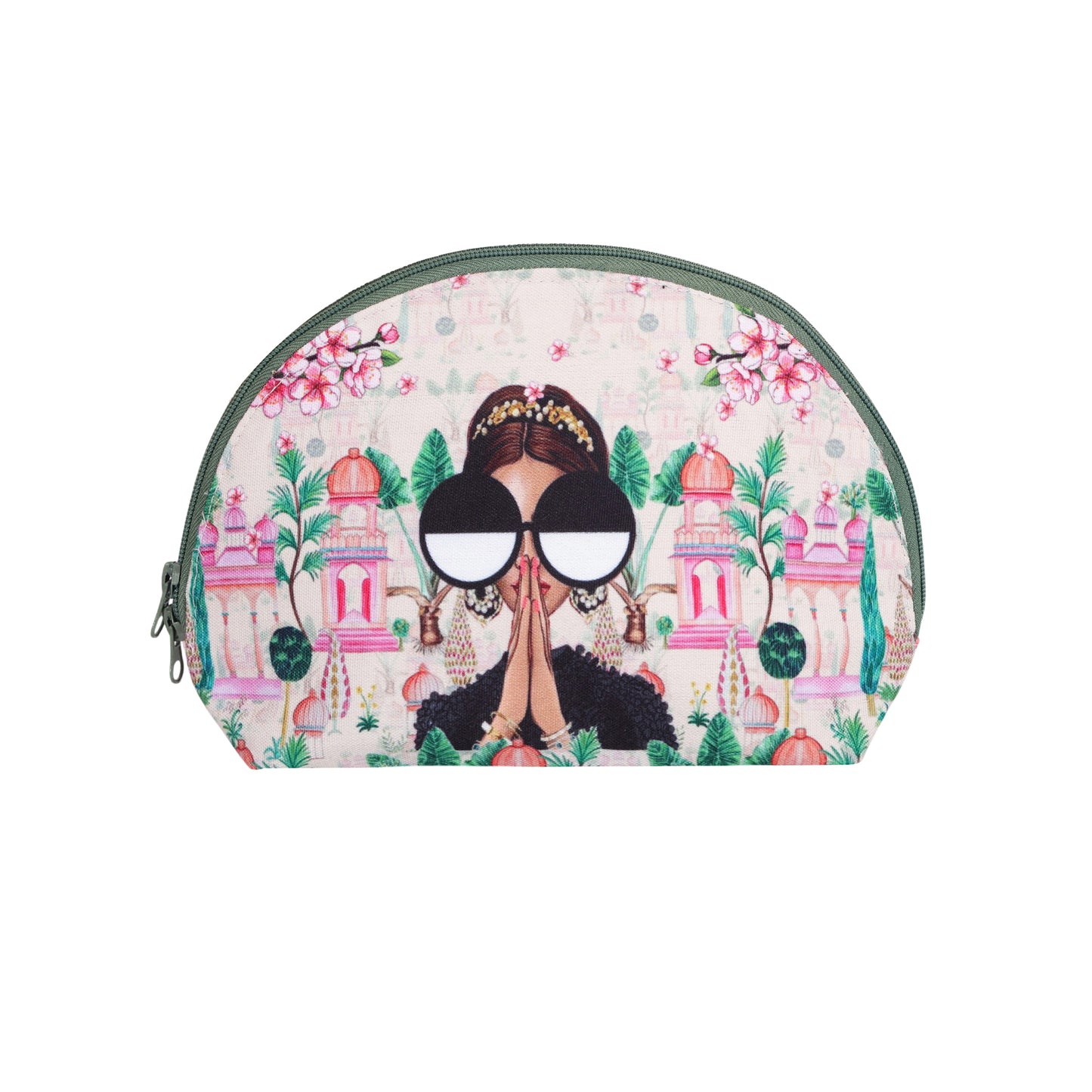 Elegant Namaste Lady Cosmetic Halfmoon Pouch