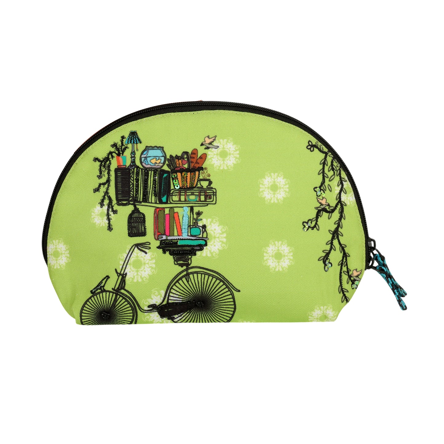 Whimsical Library Bicycle Organizer Pouch