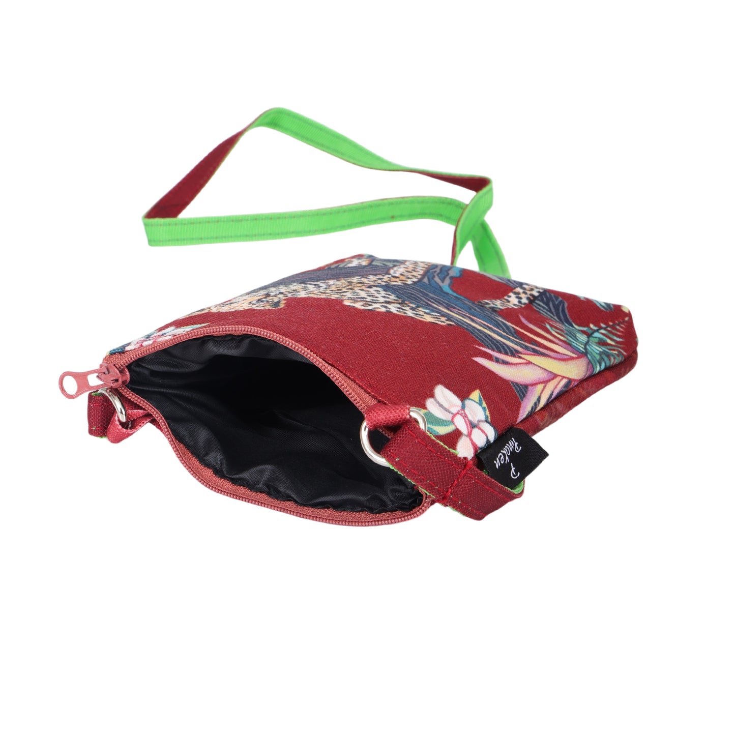 Crimson Jungle Leopard Crossbody Pouch