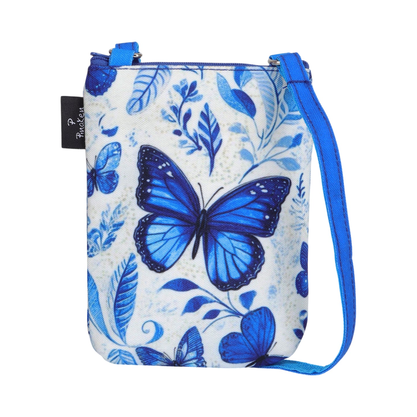 Blue Butterfly Garden Mini Crossbody Sling Bag