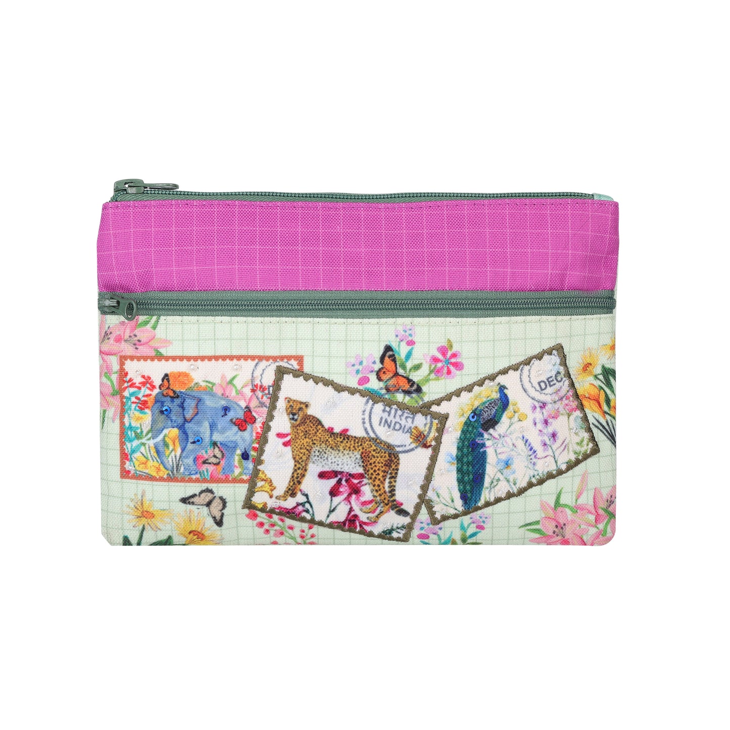 Wildlife Postcard Double Zip Pouch