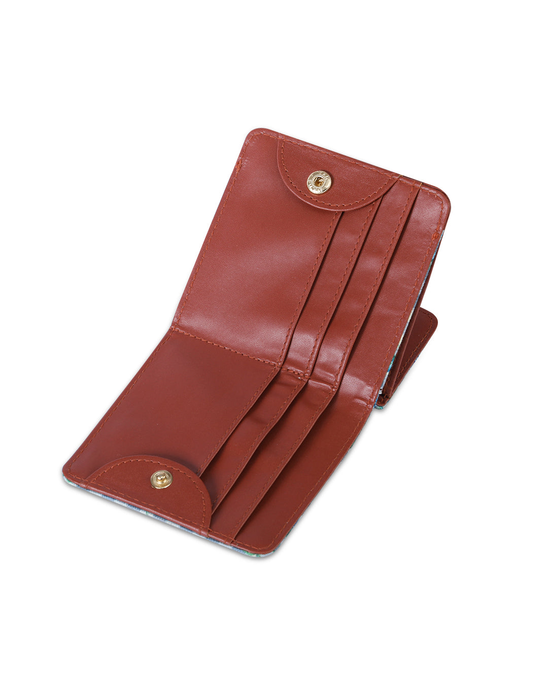 Blue Gingham Flowers Flap Wallet