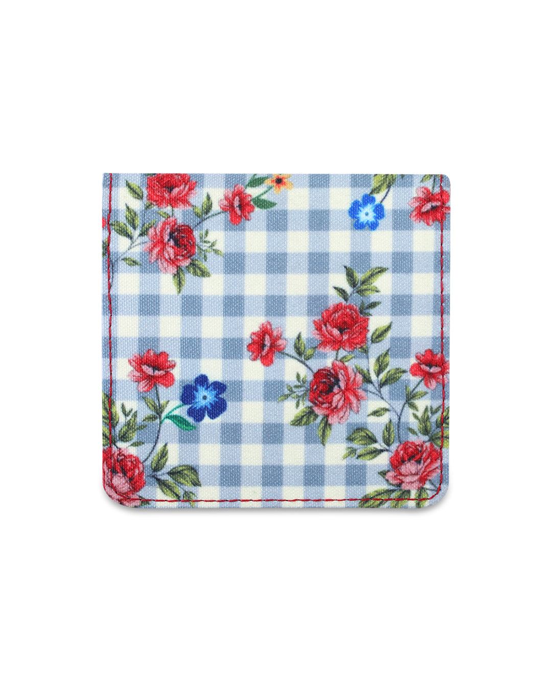 Grey Gingham Blossom Flap Wallet