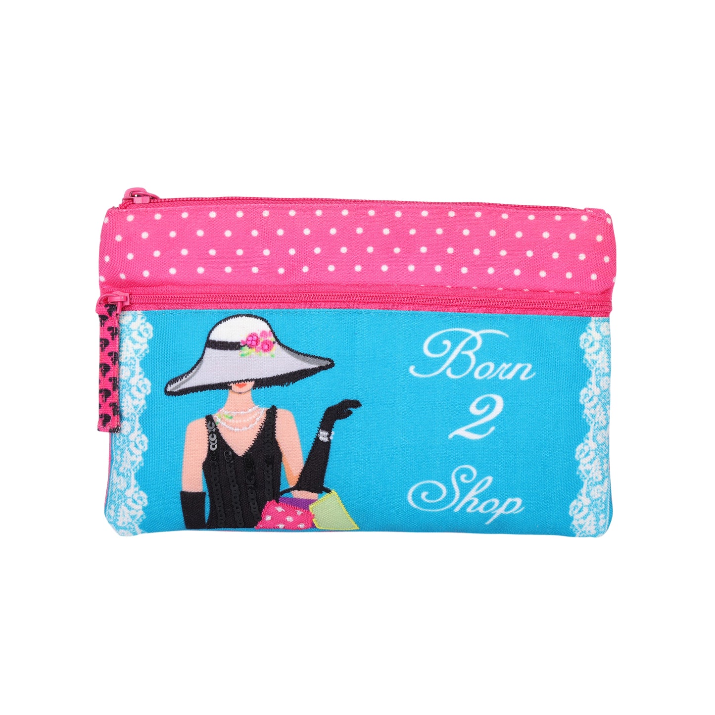 Born To Shop Double Zip Pouch