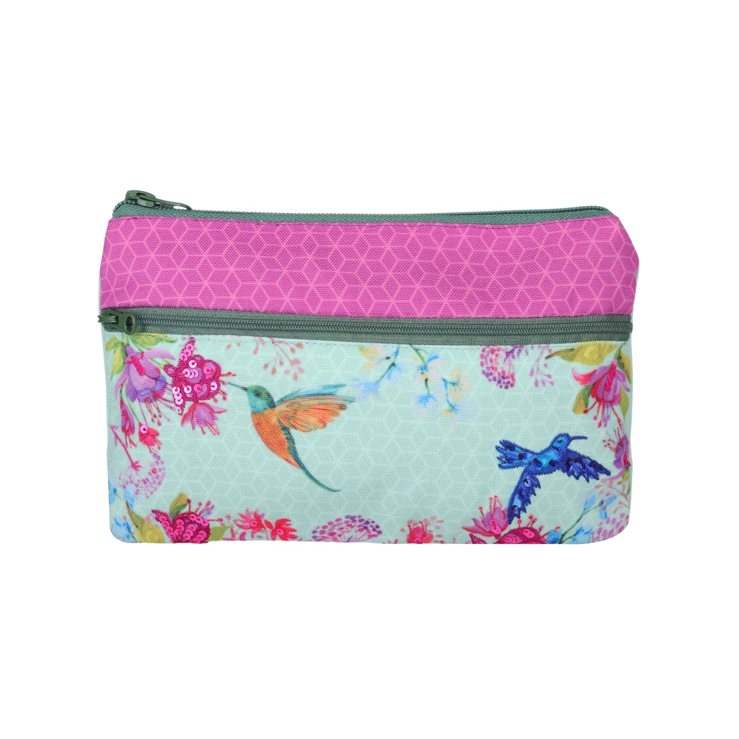 Hummingbird Blossom Double Zip Pouch