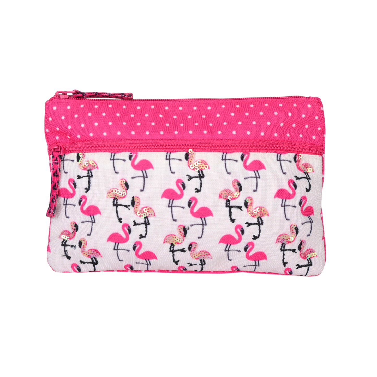 Flamingo Parade Double Zip Pouch