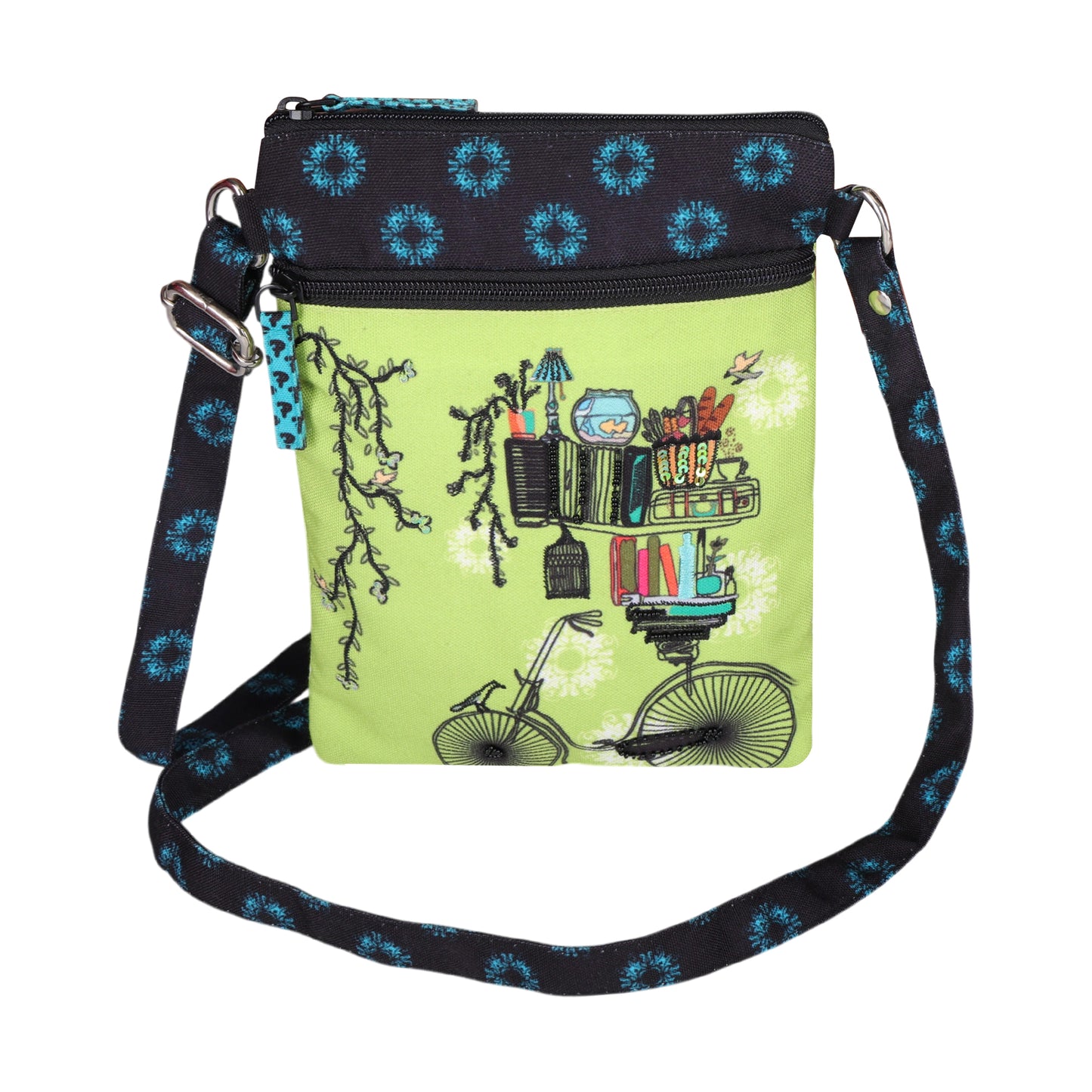 Vintage Bicycle & Books Crossbody Bag
