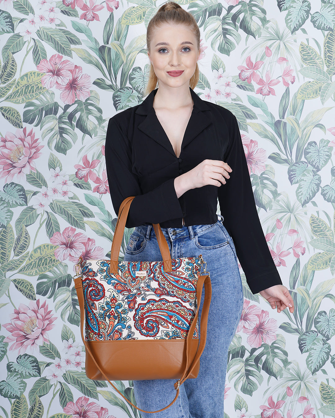 Floating Paisley Tote Sling Bag