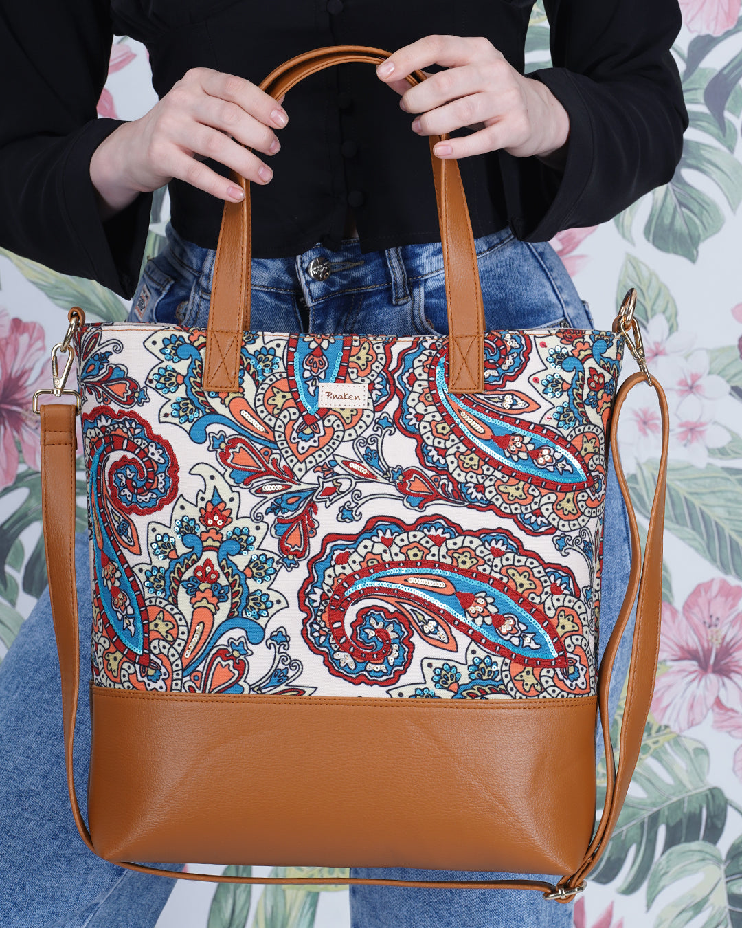 Floating Paisley Tote Sling Bag