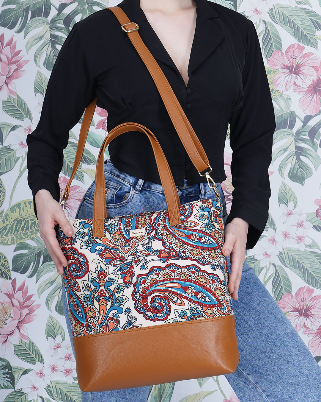 Floating Paisley Tote Sling Bag