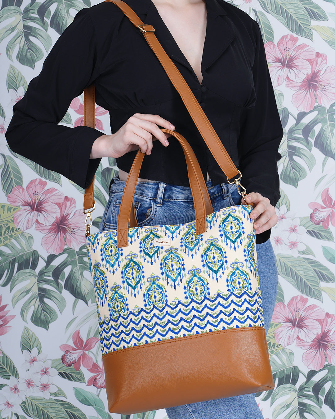 Ikat Dmask Tote Sling Bag
