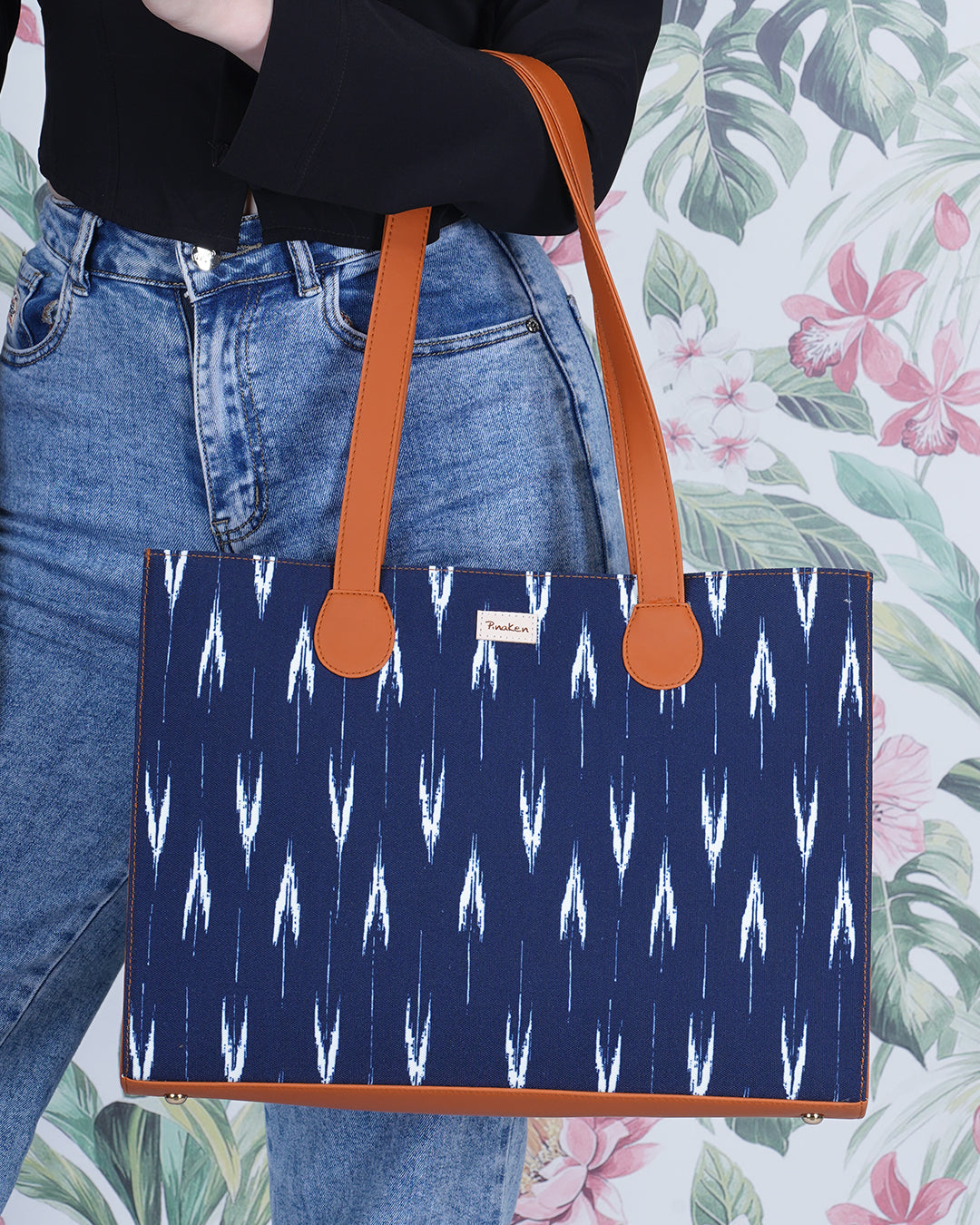 Woven Ikat Office Tote Bag Without Embroidery