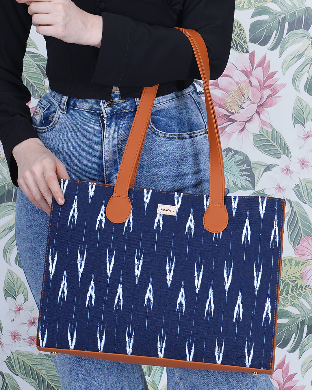 Woven Ikat Office Tote Bag Without Embroidery