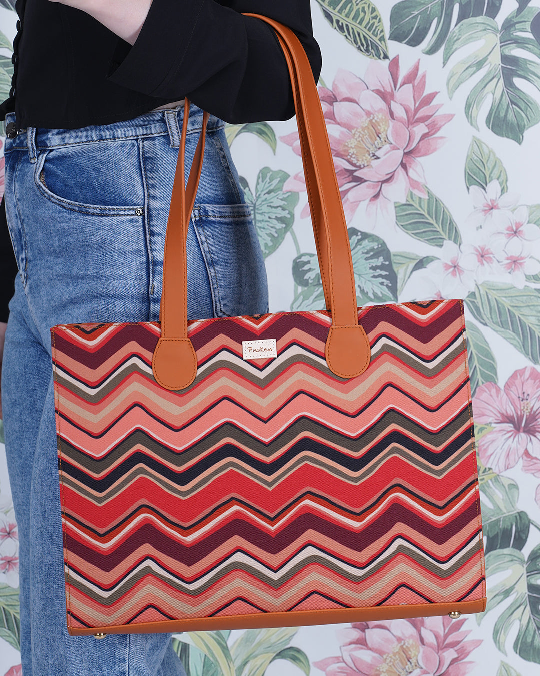 Multicolor Wave Office Tote Bag Without Embroidery
