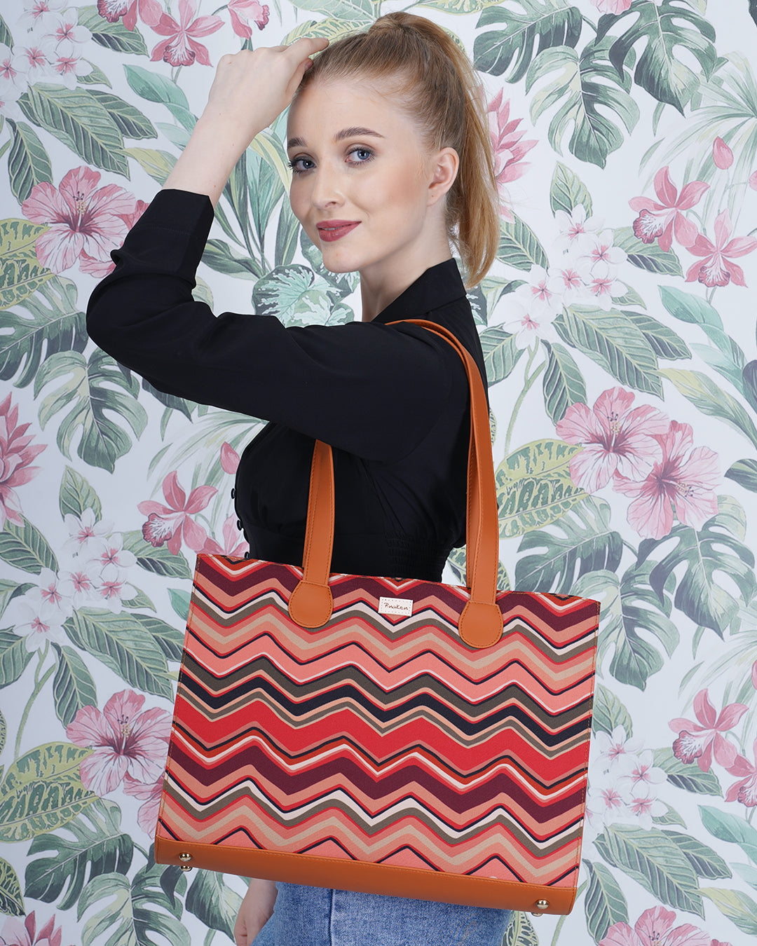 Multicolor Wave Office Tote Bag Without Embroidery