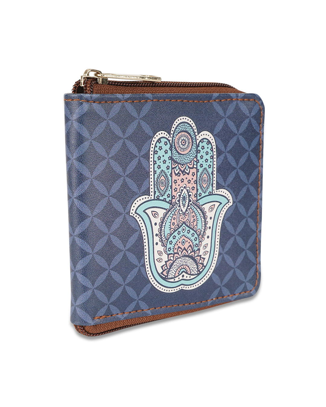 Hamsa Side Zip Vegan Leather Wallet