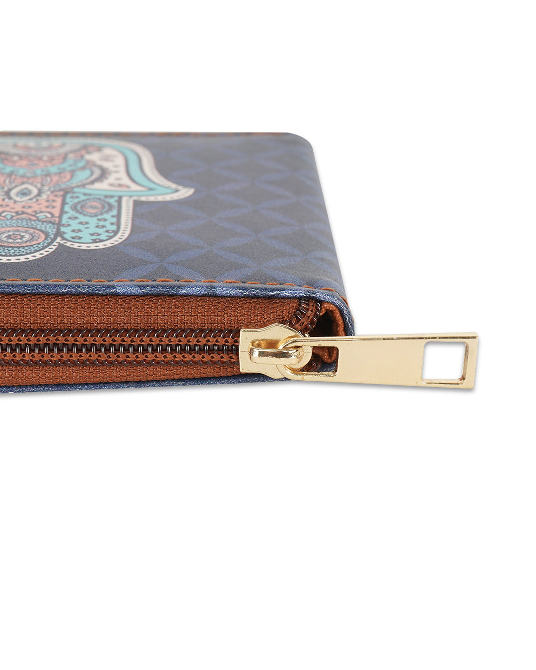 Hamsa Side Zip Vegan Leather Wallet