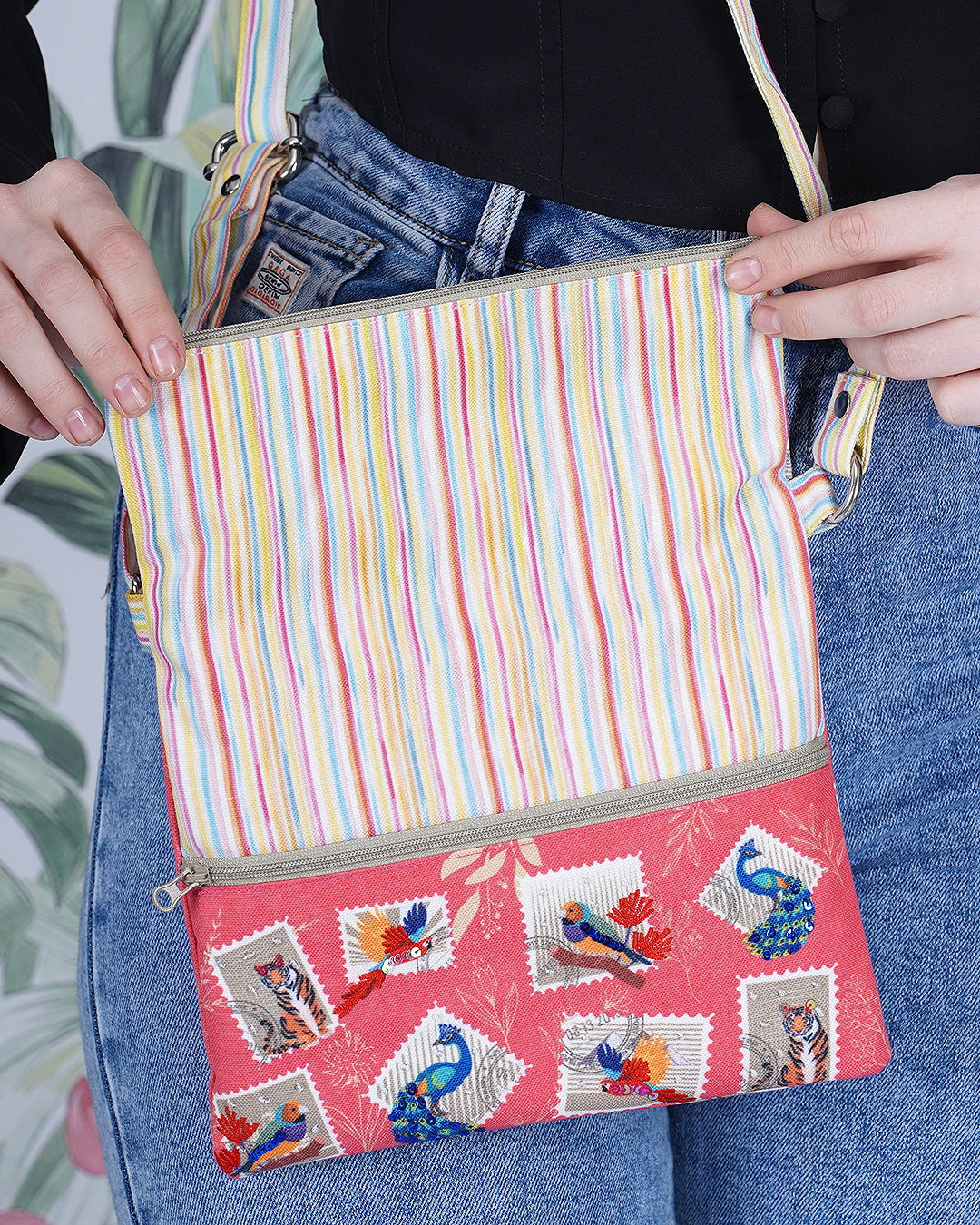 Jungle Stamp Folded Sling Bag