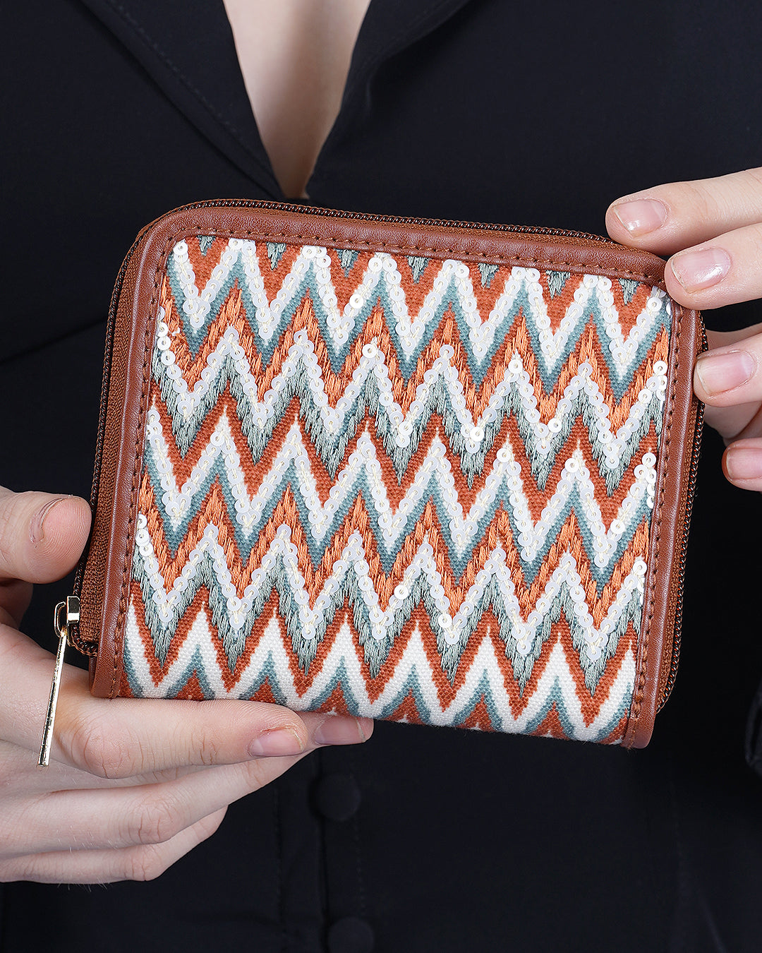 Zigzag Top Zip Wallet