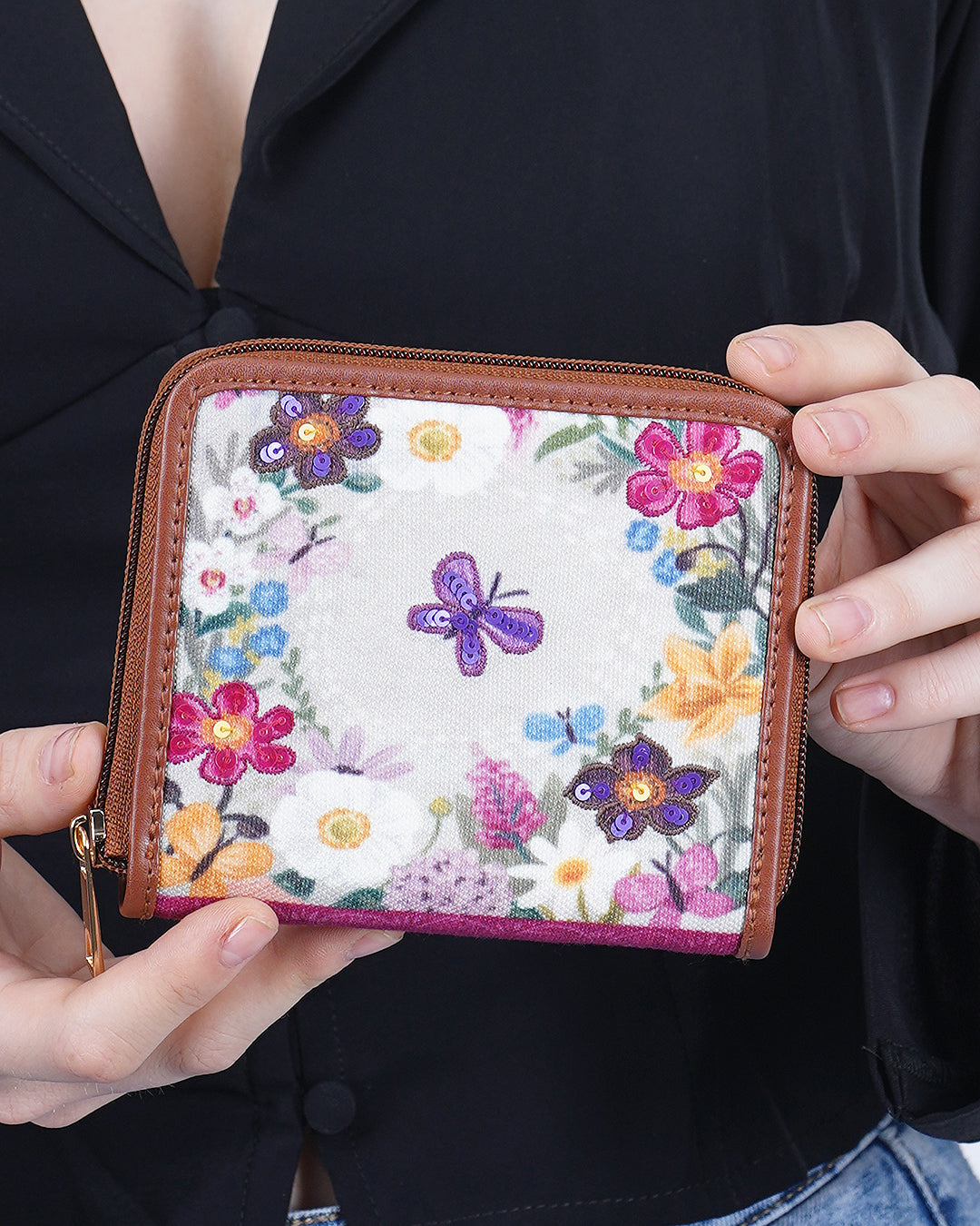 Flower Garden Top Zip Wallet