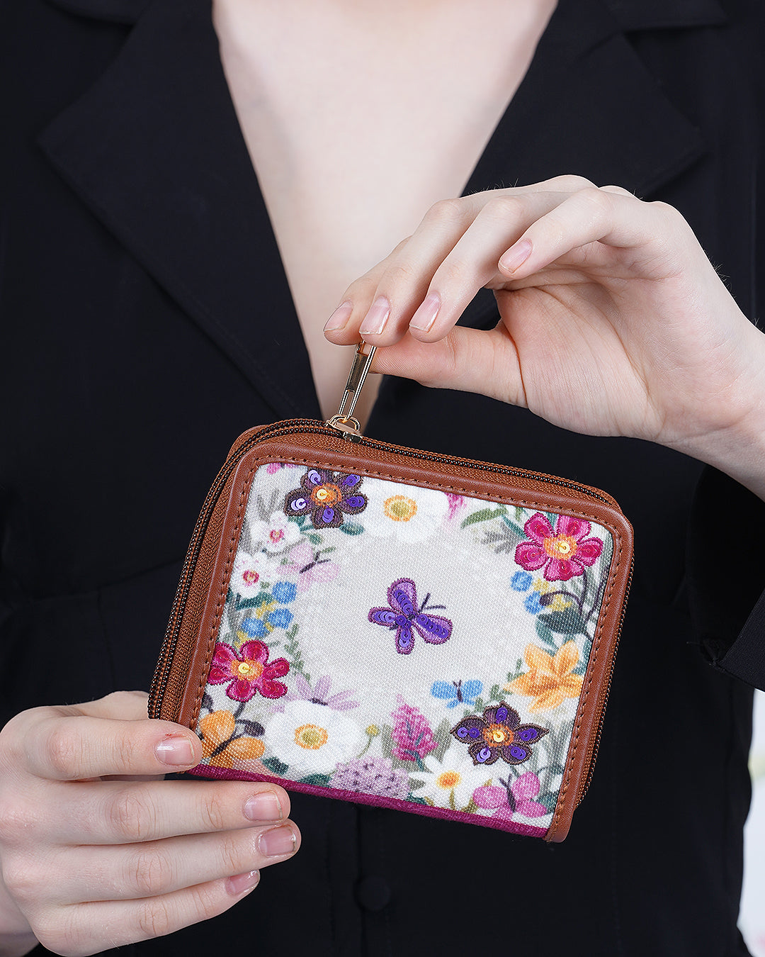 Flower Garden Top Zip Wallet