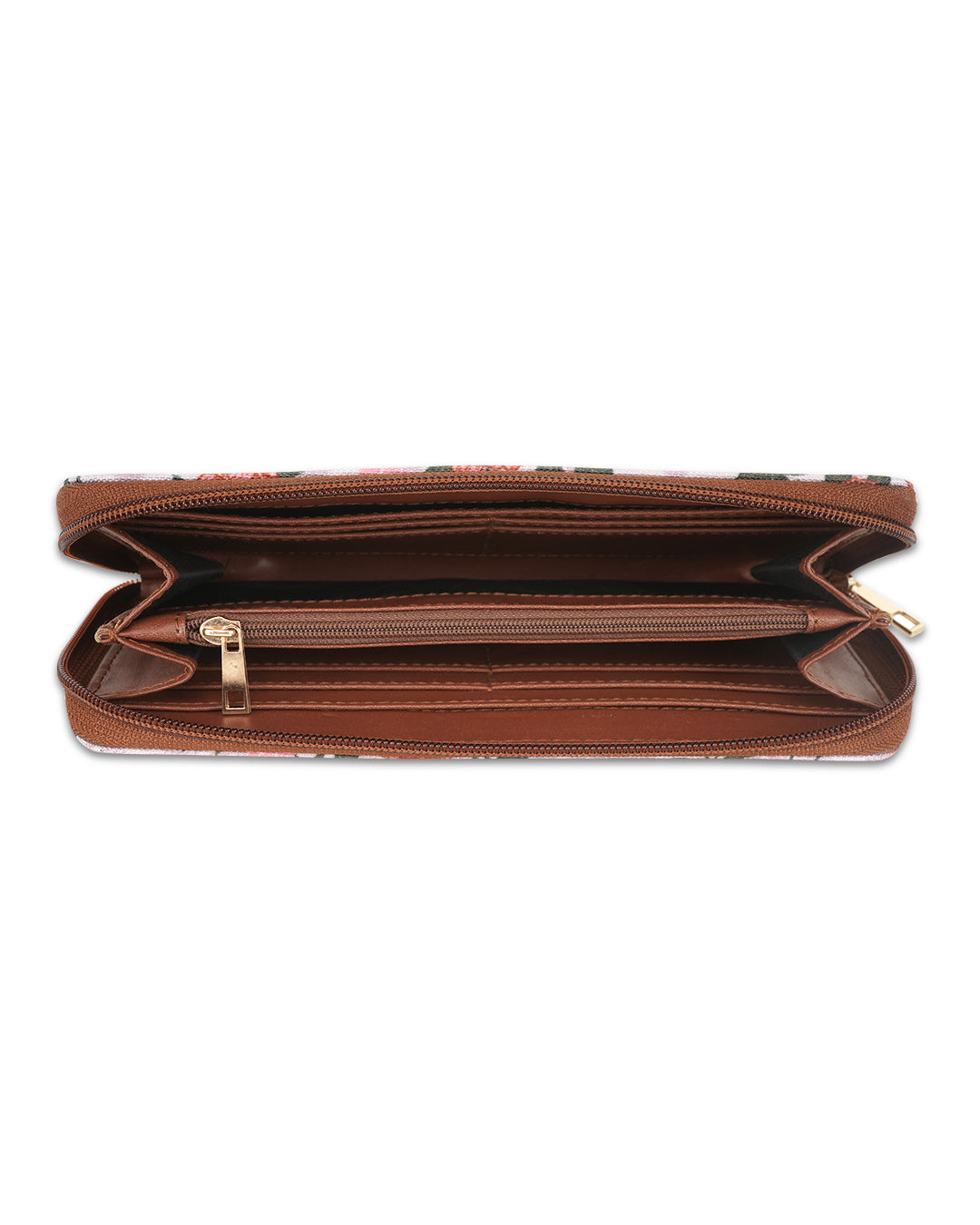 Cheveron Roses Top Zip Large Wallet