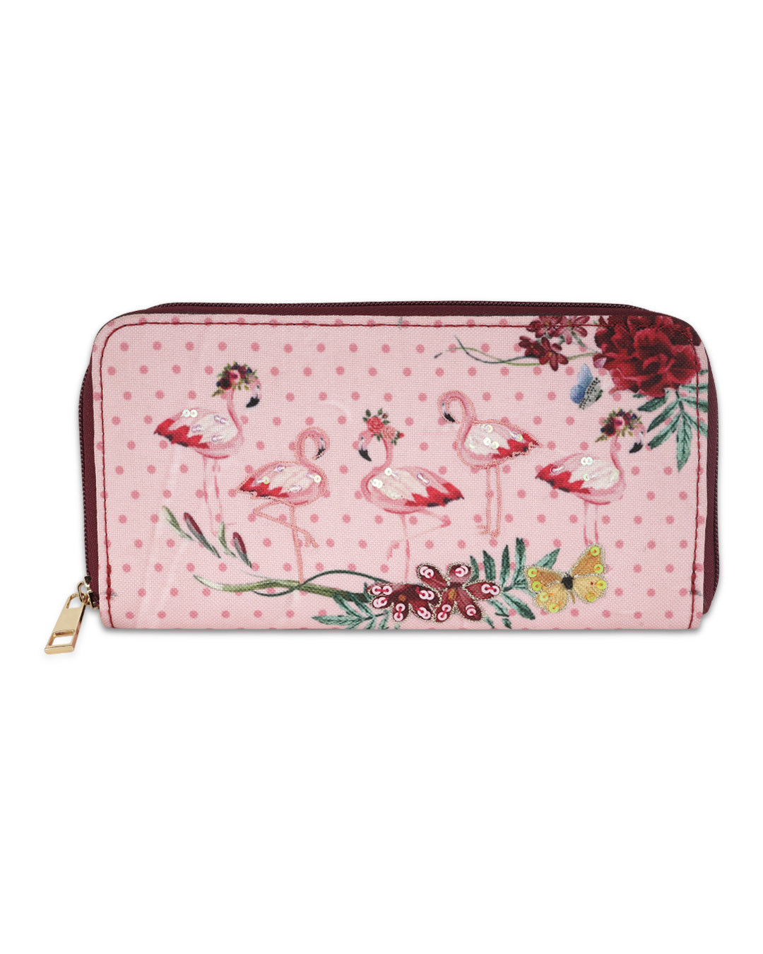 Flamingo Blush Top Zip Large Wallet