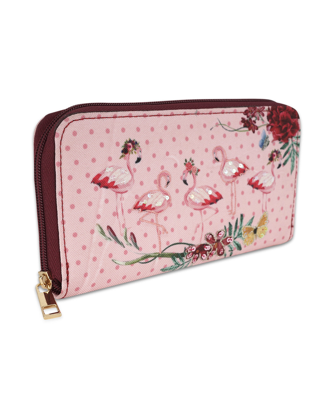 Flamingo Blush Top Zip Large Wallet