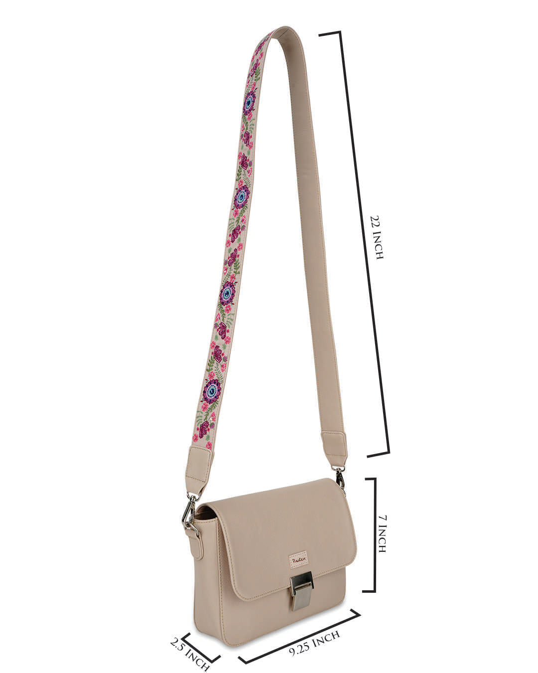 Flortage Embroidered Handle Sling Bag