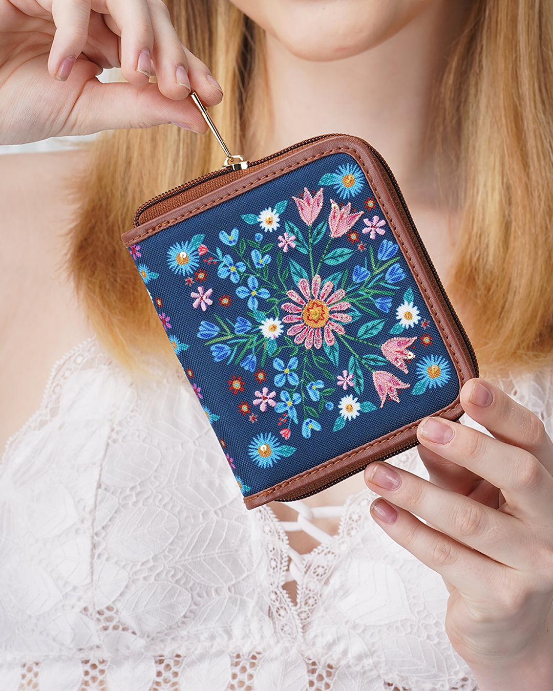 Party Floral Top Zip Wallet