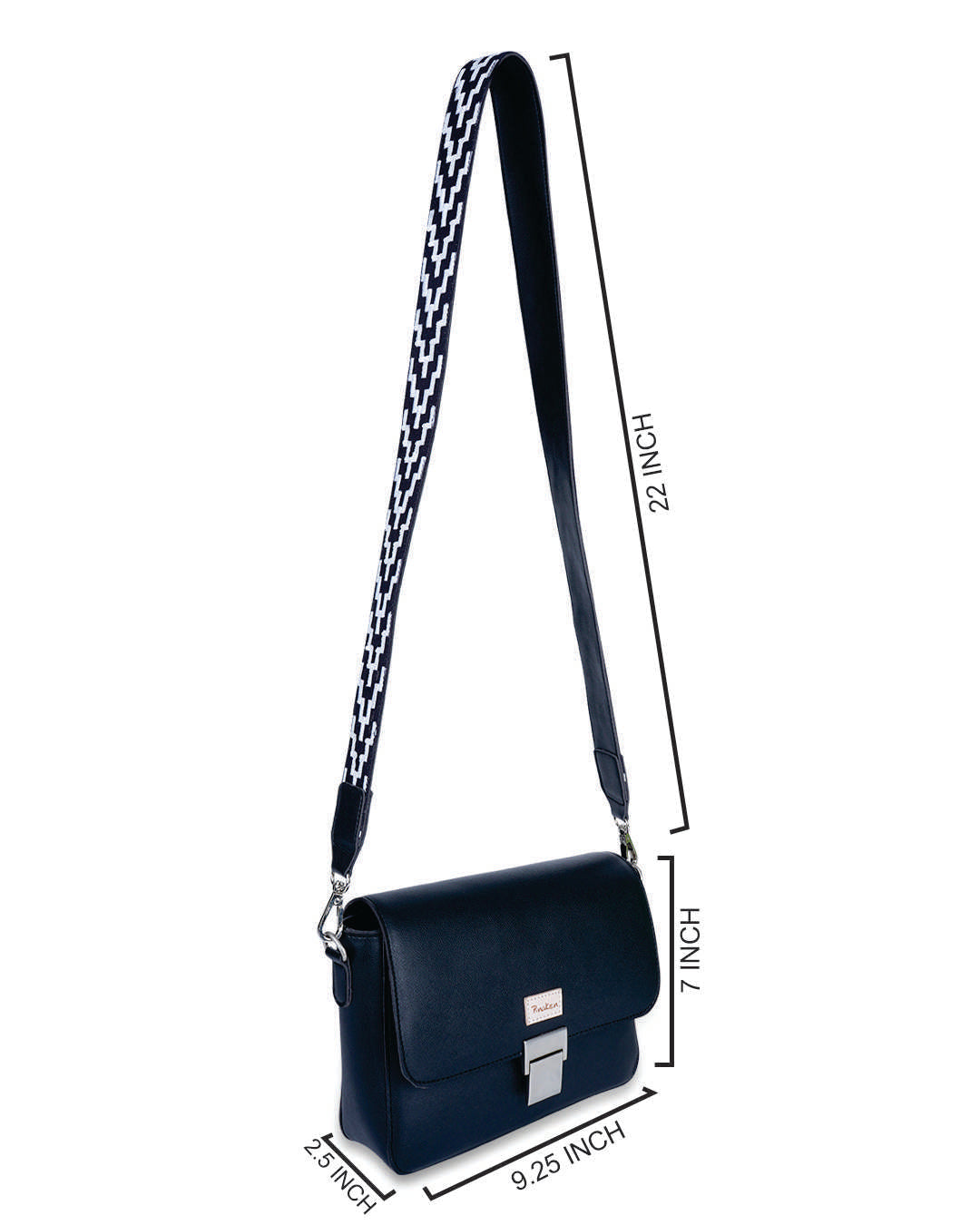 B & W Geo Embroidered Handle Sling Bag