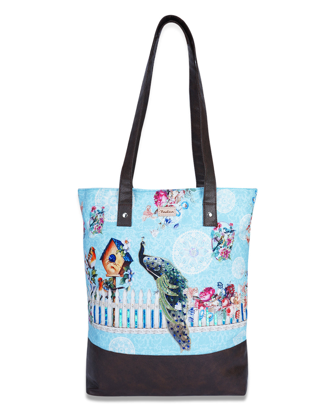 Peacock Fence Shoulder Pu Bottom Tote Bag