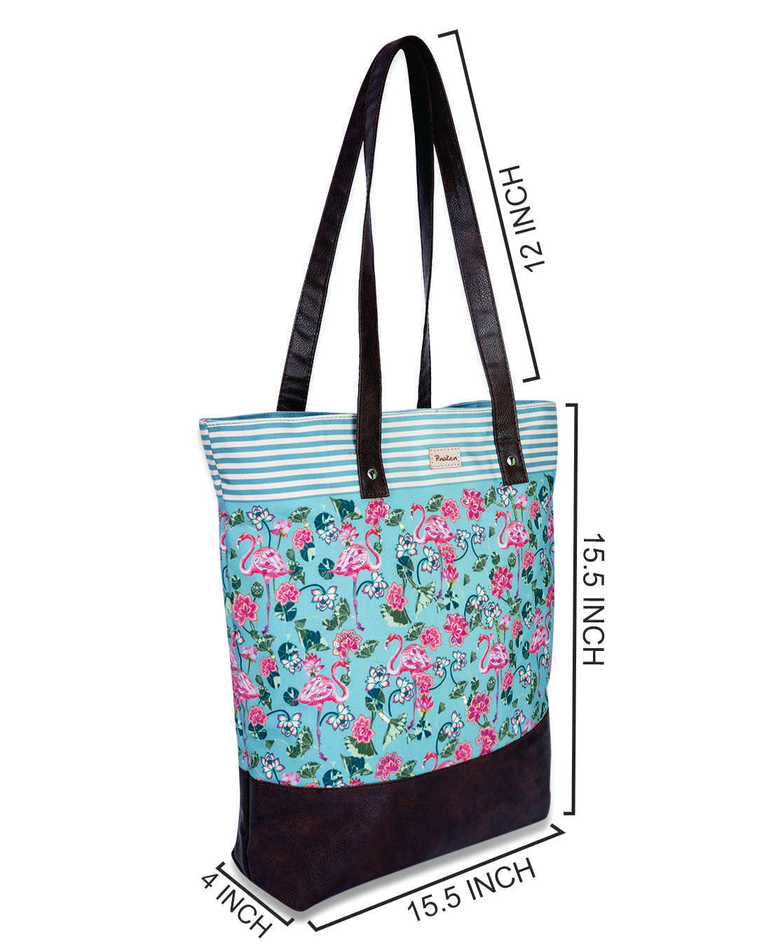 Tropical Flemingo Shoulder Pu Bottom Tote Bag