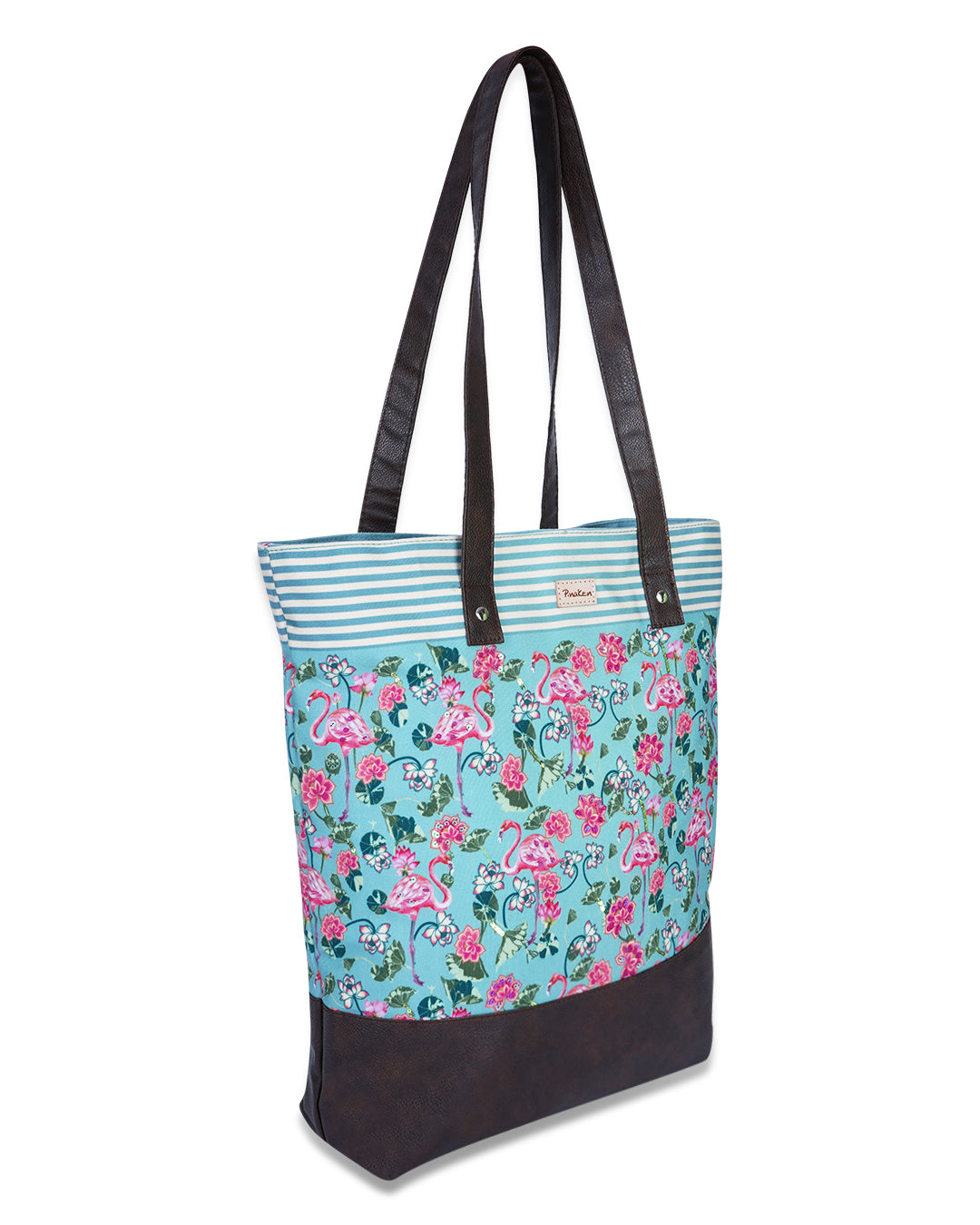 Tropical Flemingo Shoulder Pu Bottom Tote Bag