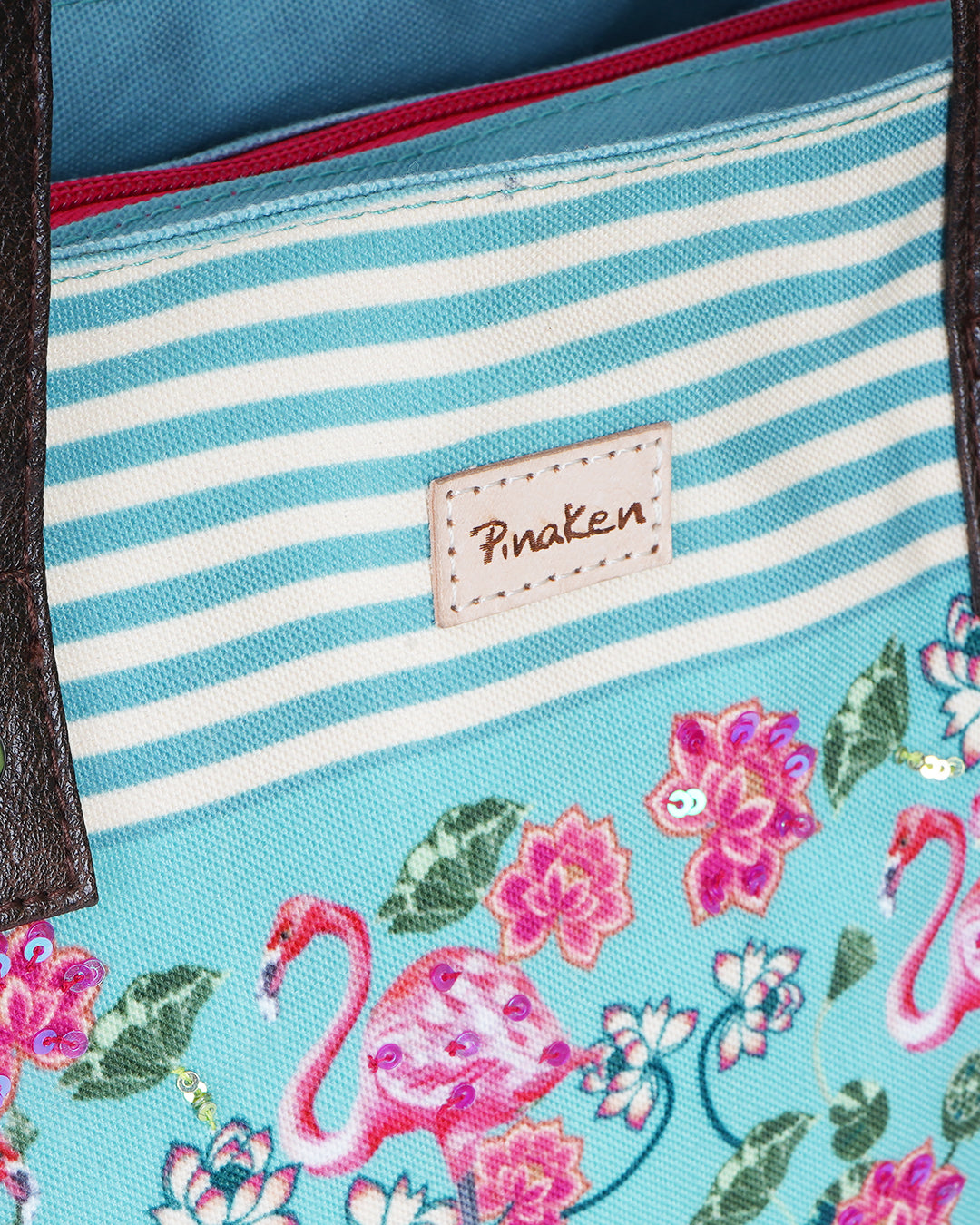 Tropical Flemingo Shoulder Pu Bottom Tote Bag