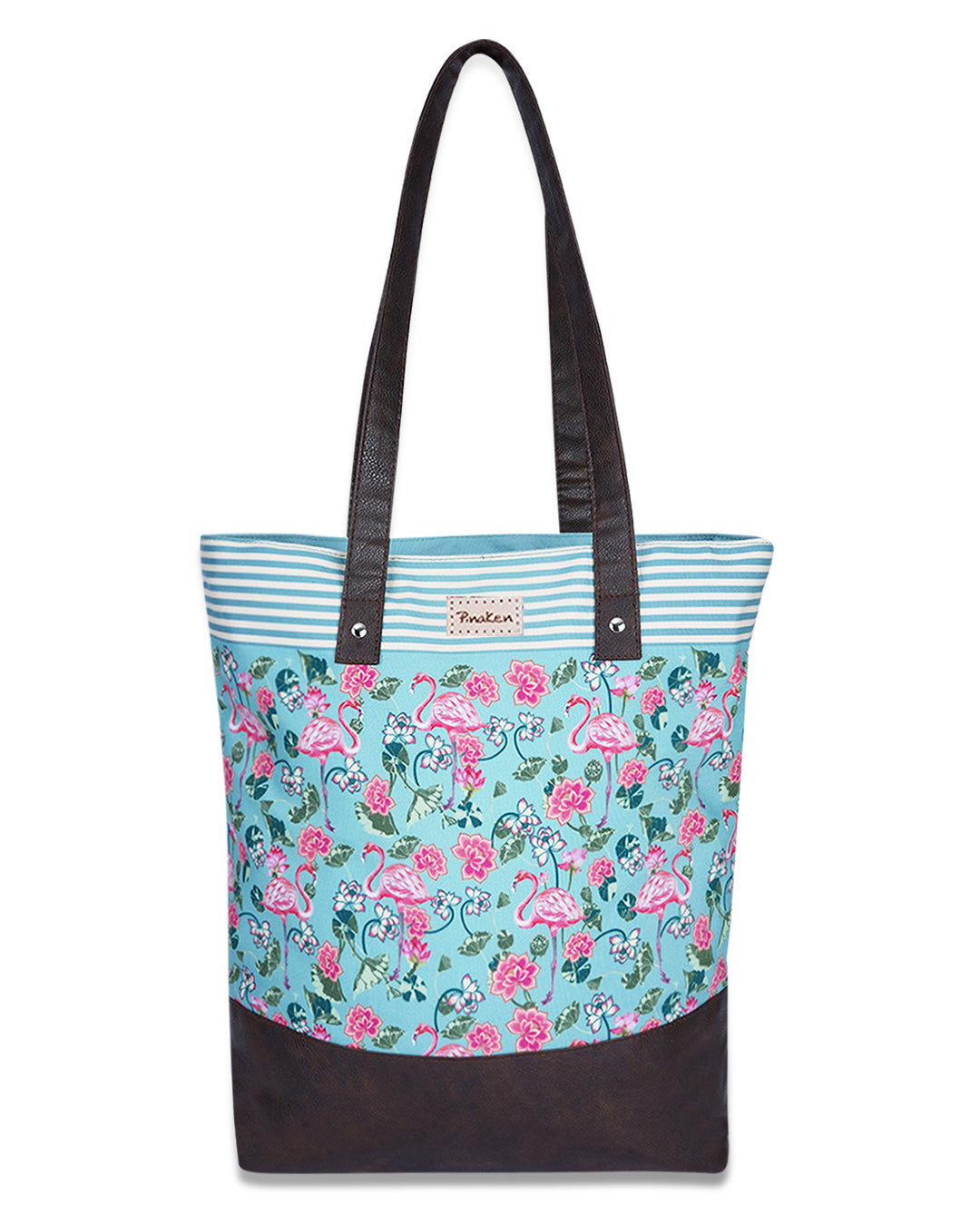 Tropical Flemingo Shoulder Pu Bottom Tote Bag