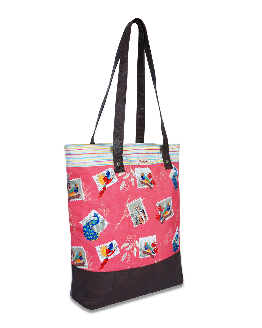 Jungle Stamp Shoulder Pu Bottom Tote Bag