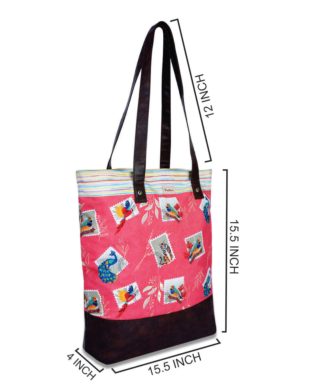 Jungle Stamp Shoulder Pu Bottom Tote Bag