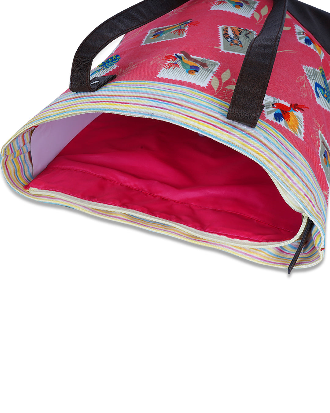 Jungle Stamp Shoulder Pu Bottom Tote Bag
