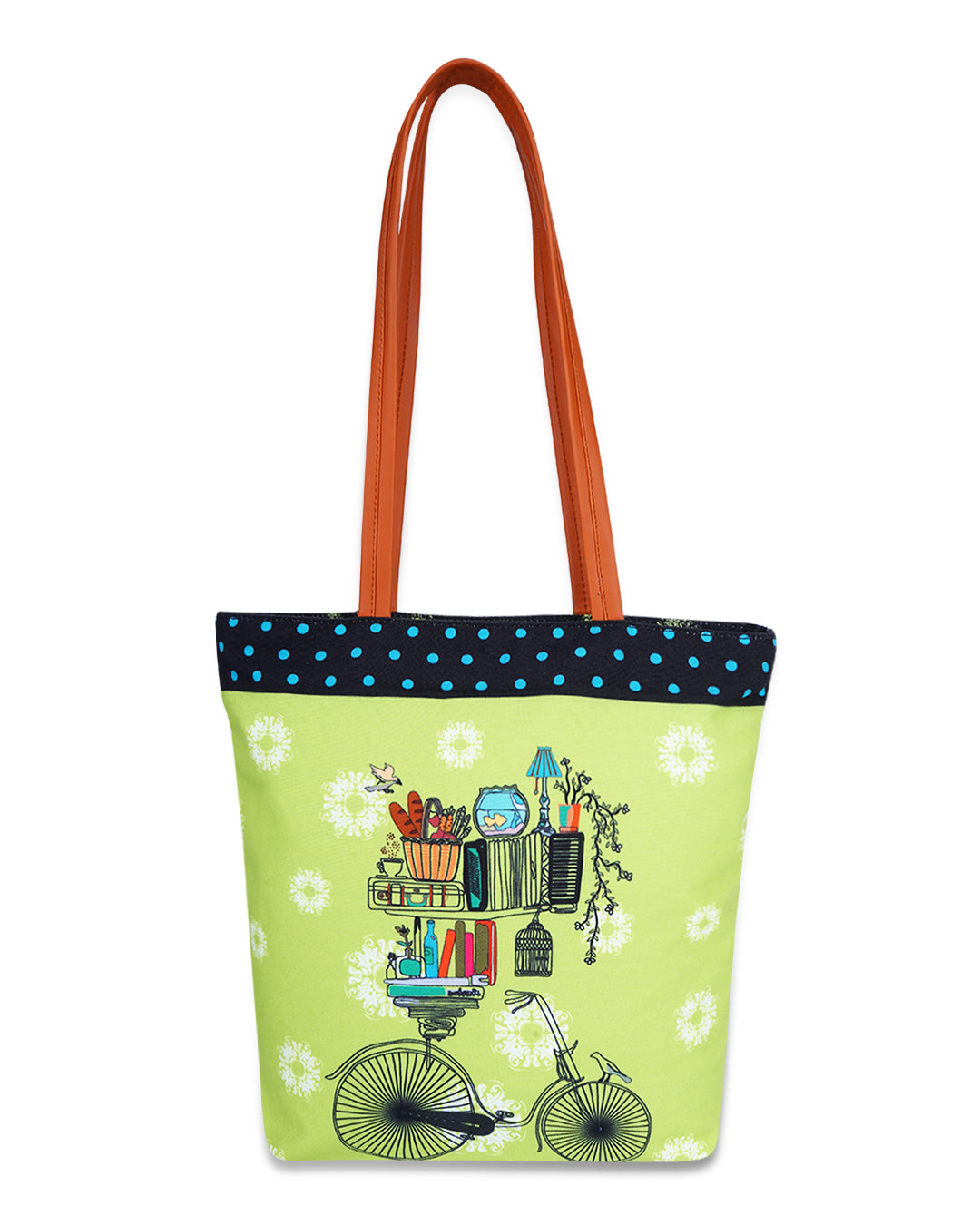 Brain Bridge Cycle with Vegan Leather Handle Tote Bag