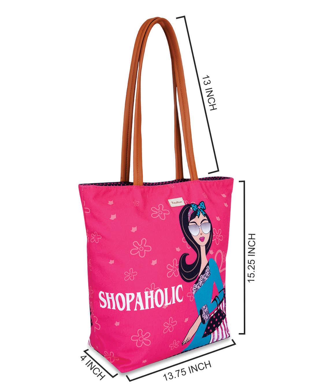 Shopaholic Pu Handle Tote Bag