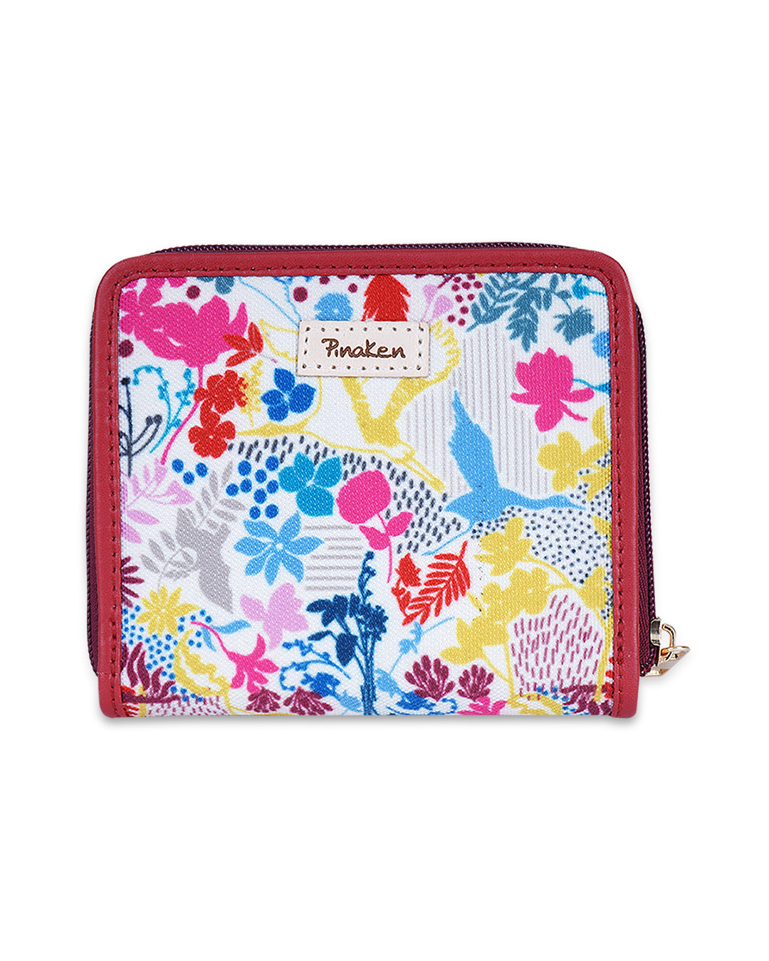 floral Crane Top Zip Wallet