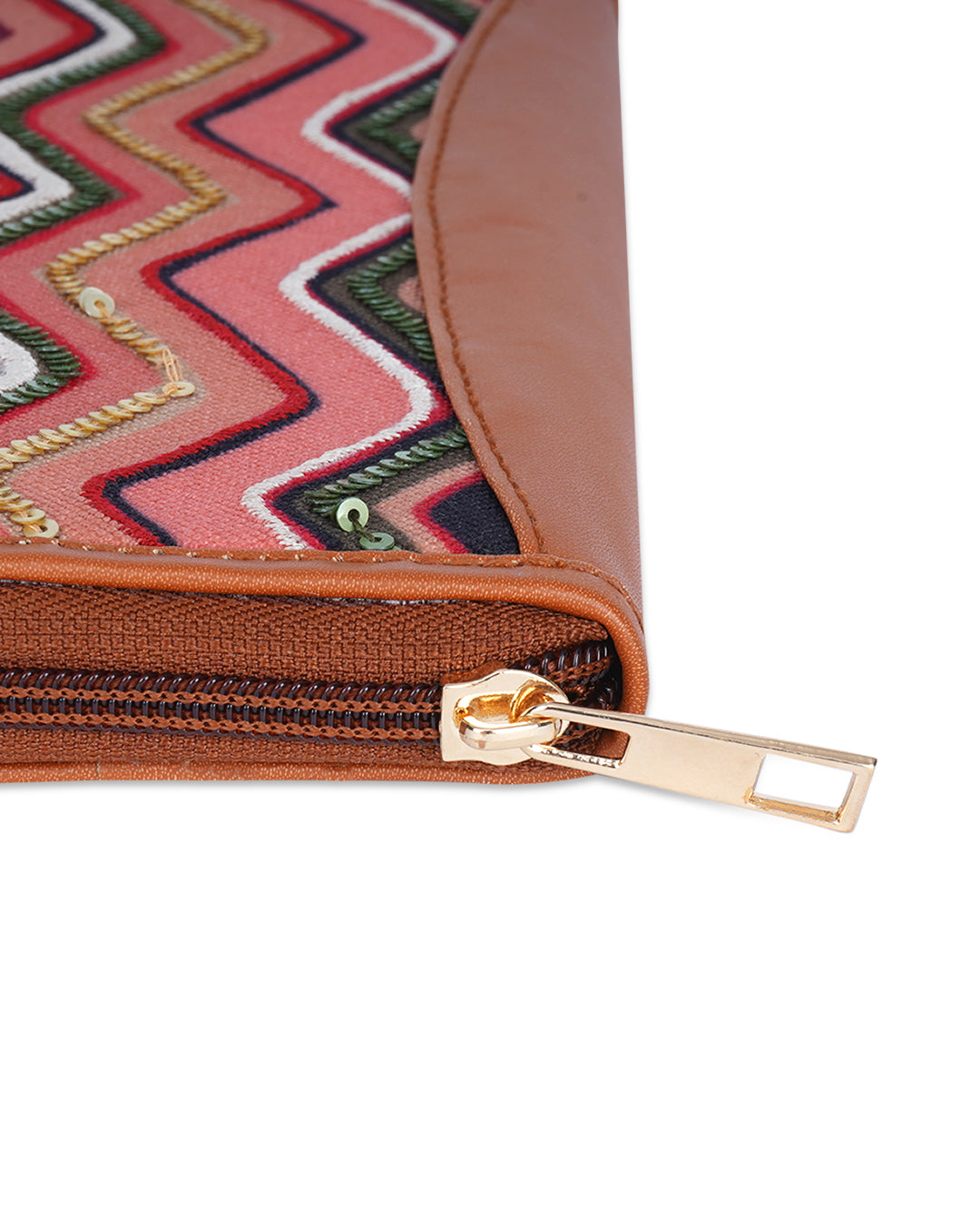 Multicolor Wave Top Zip Clutch Wallet