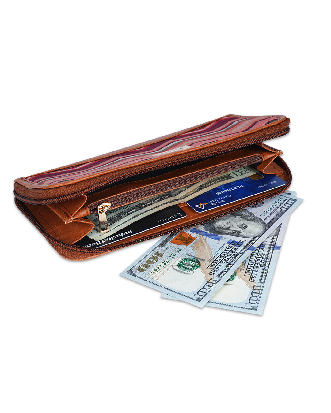 Multicolor Wave Top Zip Clutch Wallet