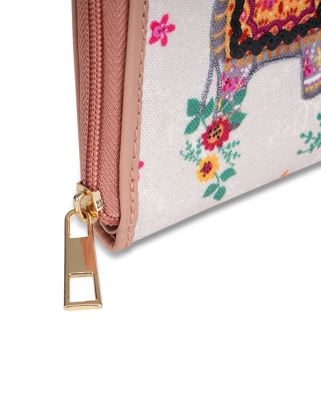 Decorative Elephant Top Zip Wallet