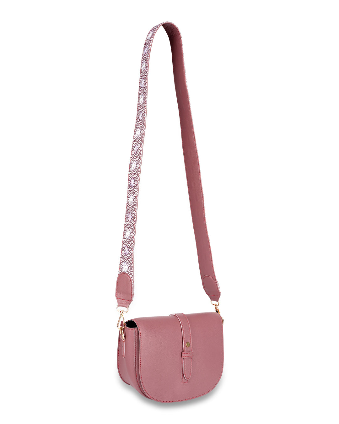 Rose Pink Embroidered Handle Sling Bag