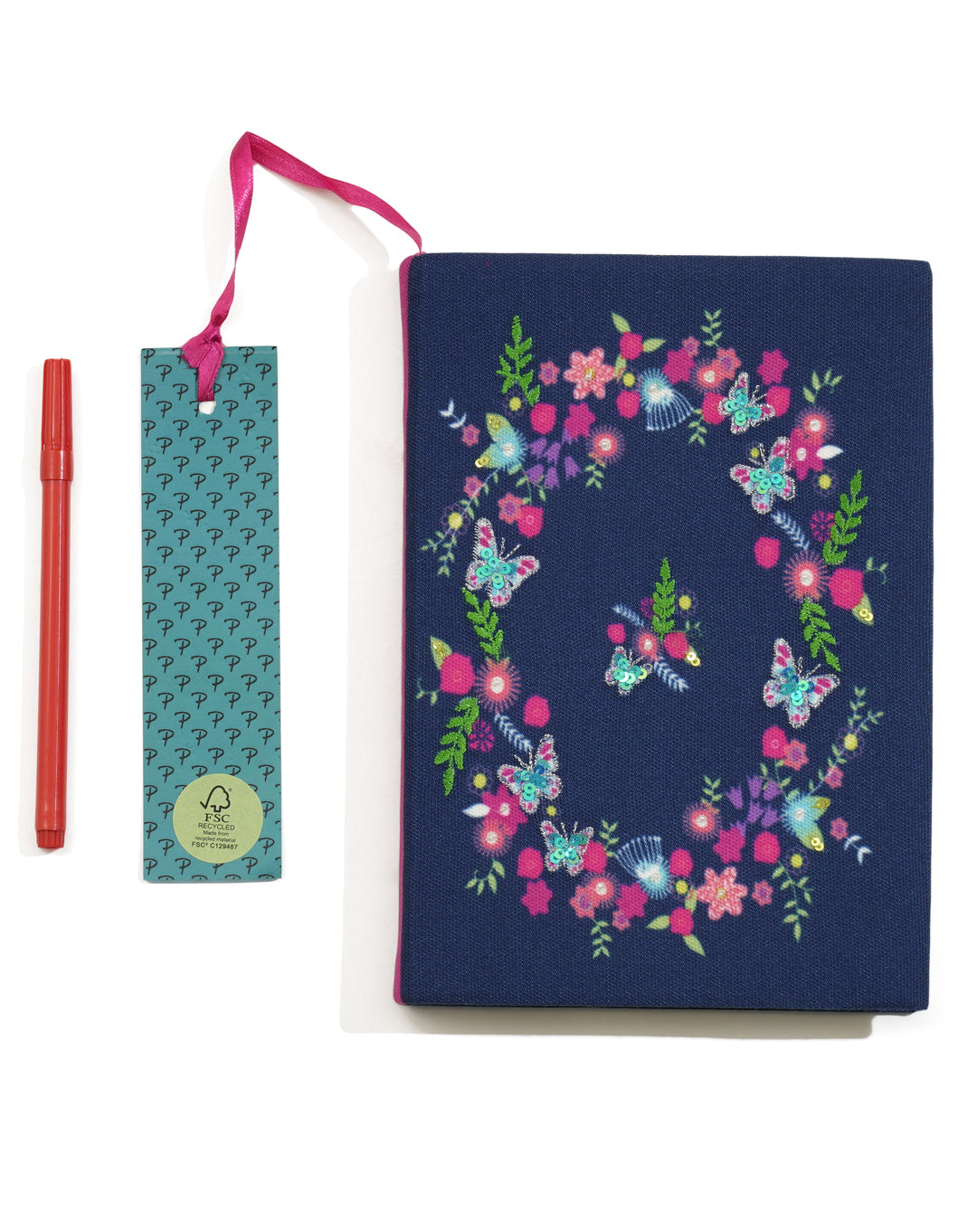 Butterfly Bloom Fabric Notebook 8 X 6"