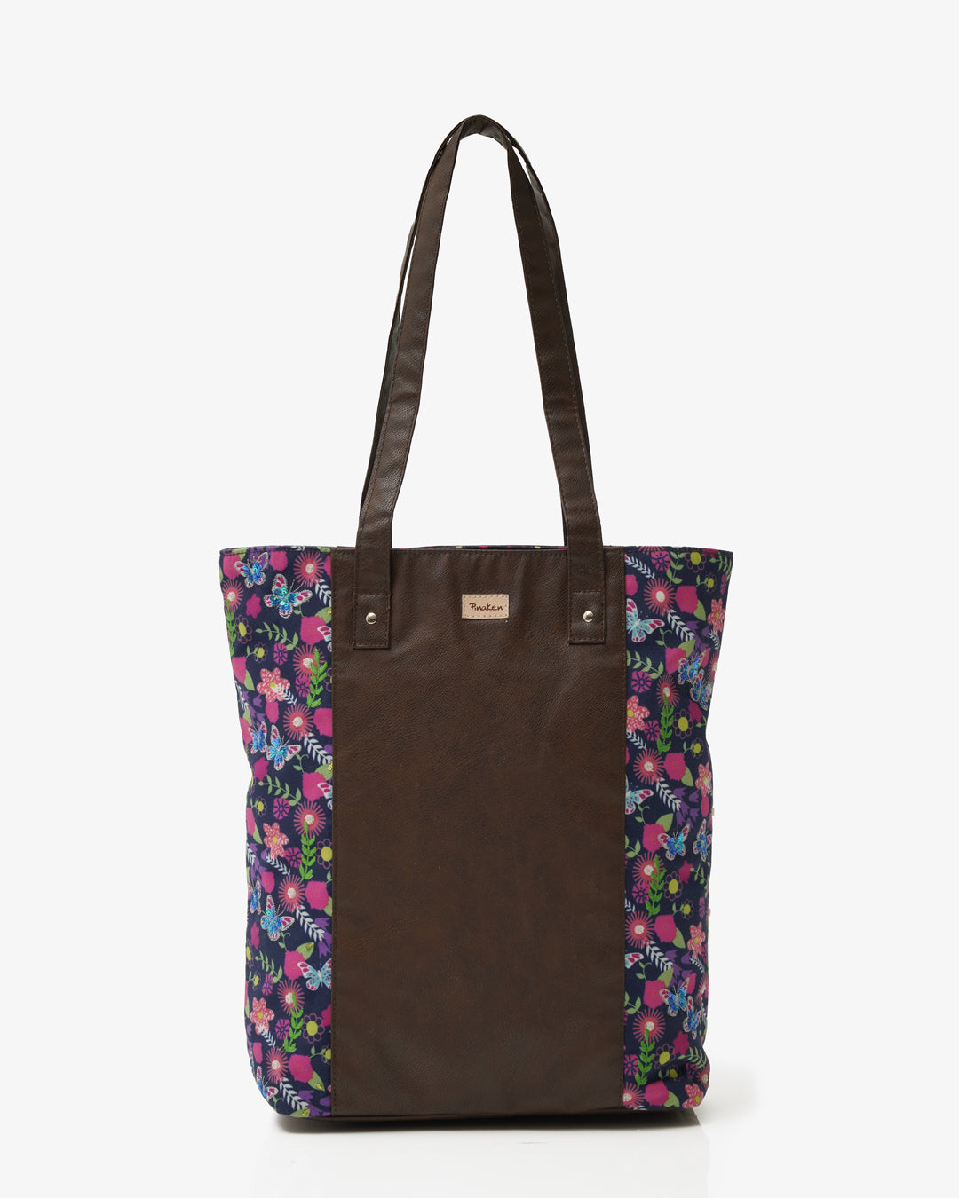 Butterfly Bloom Shoulder Tote Bag with Vegan Leather