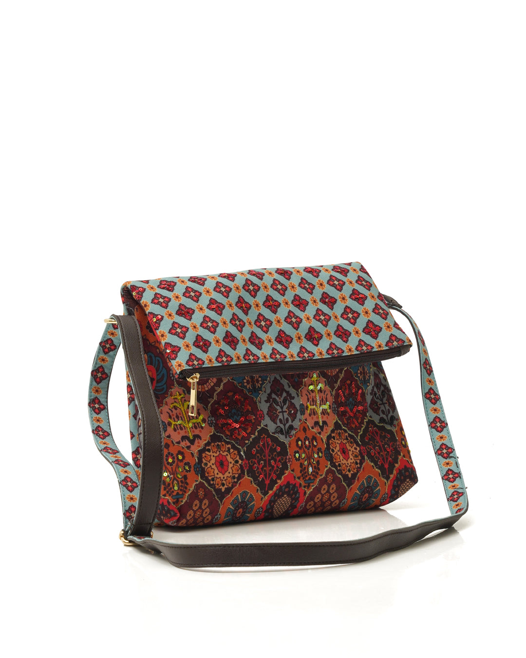 Floral Geo Foldover Sling Bag